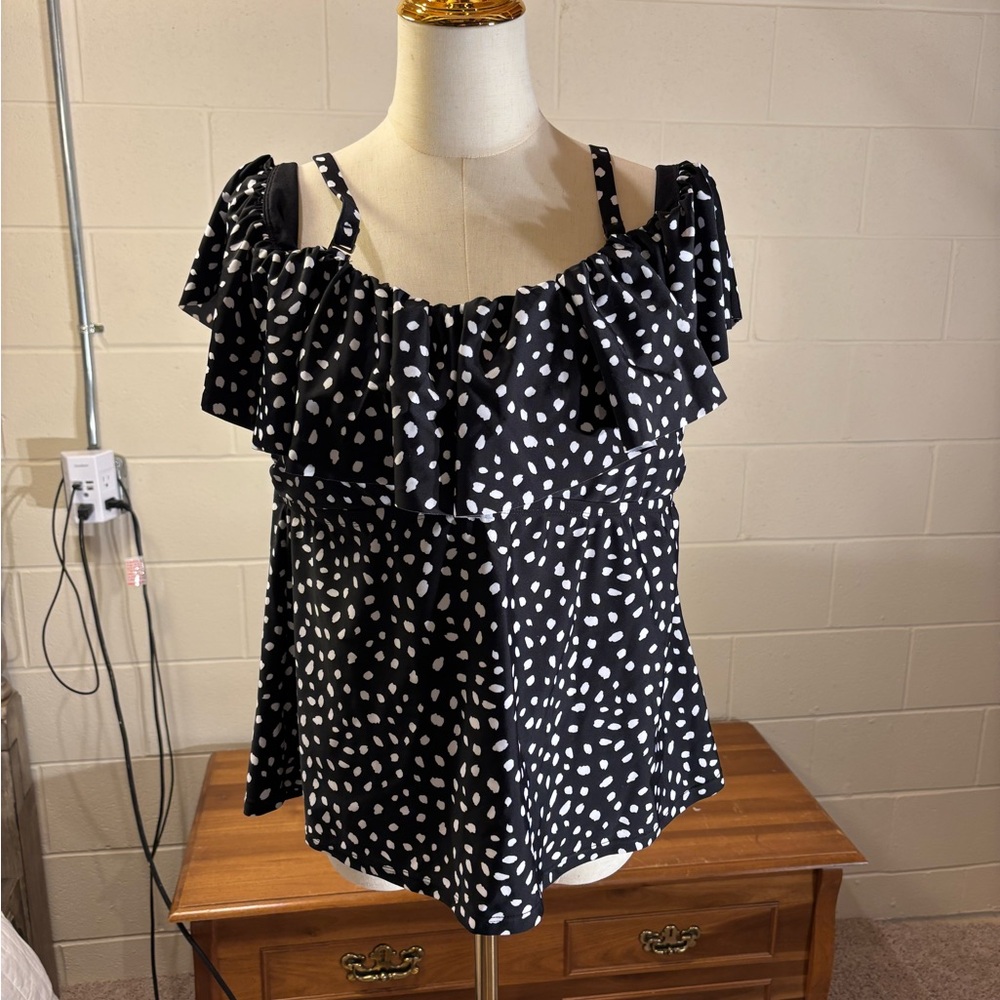 Polka Dot Ruffle Bathing Suit Top NWT
